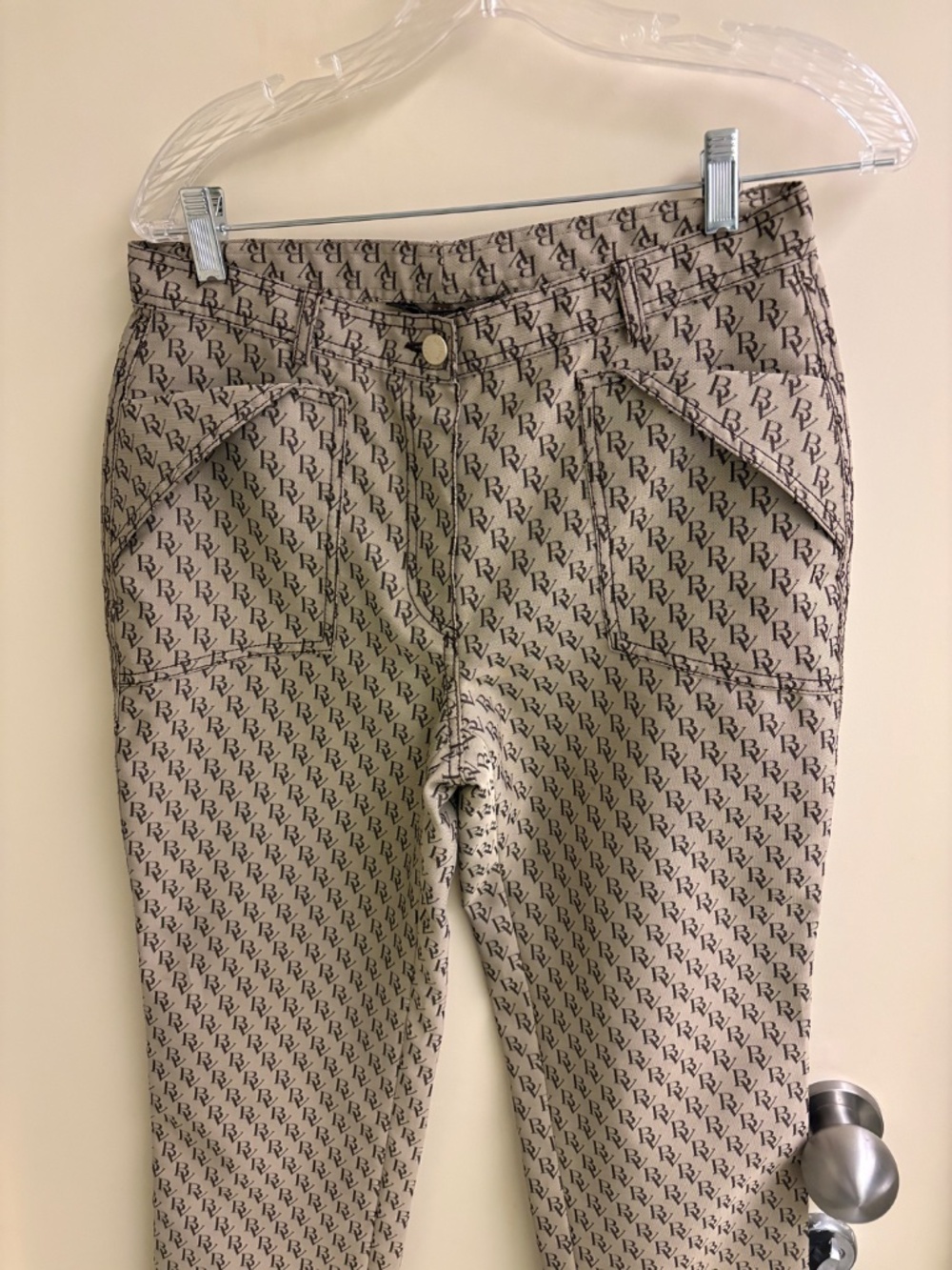 Bottega Veneta tan, brown logo straight leg pants. - Picture 2 of 14